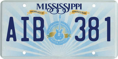 MS license plate AIB381