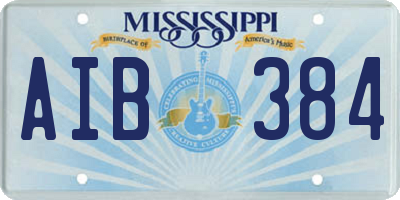MS license plate AIB384