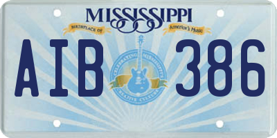 MS license plate AIB386