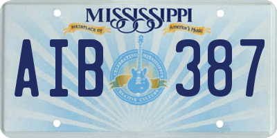 MS license plate AIB387