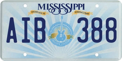 MS license plate AIB388