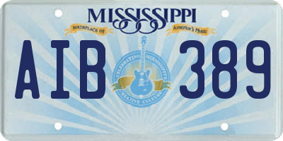 MS license plate AIB389