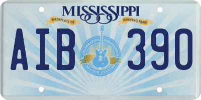 MS license plate AIB390