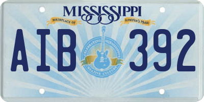 MS license plate AIB392