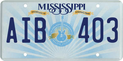 MS license plate AIB403