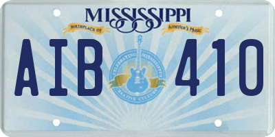 MS license plate AIB410