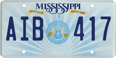 MS license plate AIB417