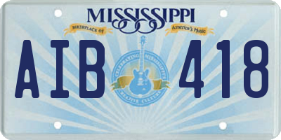 MS license plate AIB418