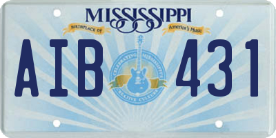 MS license plate AIB431