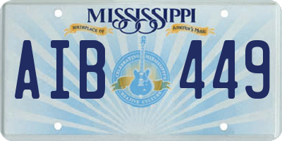 MS license plate AIB449