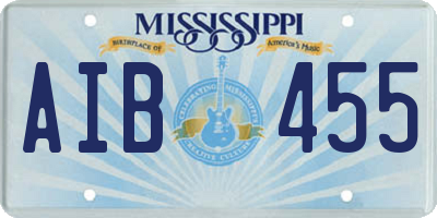 MS license plate AIB455