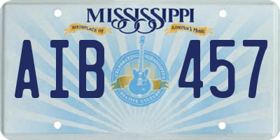 MS license plate AIB457