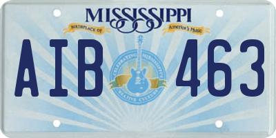MS license plate AIB463