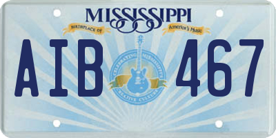MS license plate AIB467