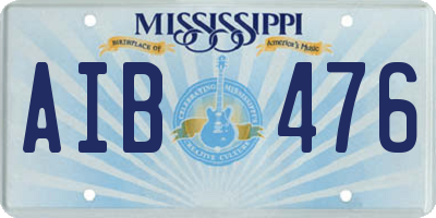 MS license plate AIB476