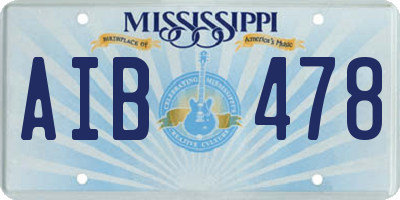 MS license plate AIB478