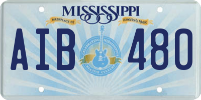 MS license plate AIB480