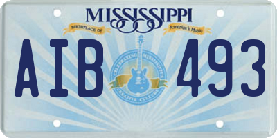 MS license plate AIB493