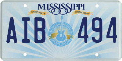 MS license plate AIB494