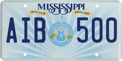 MS license plate AIB500