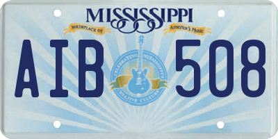 MS license plate AIB508