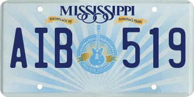 MS license plate AIB519