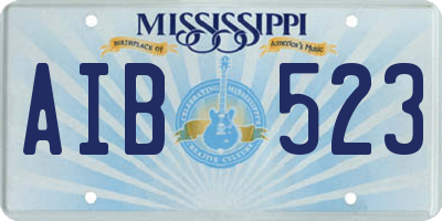 MS license plate AIB523