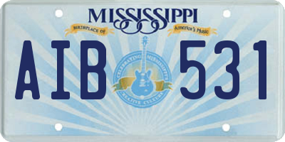 MS license plate AIB531