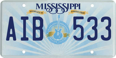 MS license plate AIB533