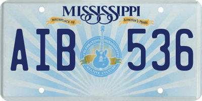 MS license plate AIB536
