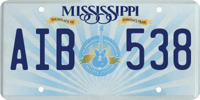 MS license plate AIB538