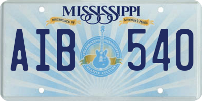 MS license plate AIB540