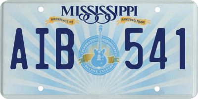 MS license plate AIB541