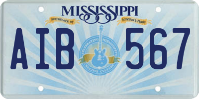 MS license plate AIB567