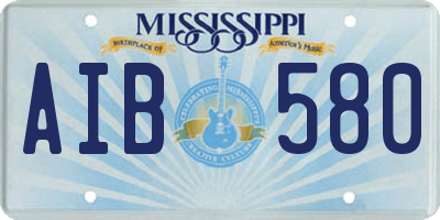 MS license plate AIB580