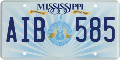 MS license plate AIB585