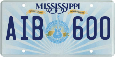 MS license plate AIB600