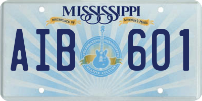 MS license plate AIB601