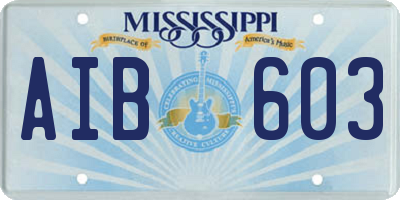 MS license plate AIB603