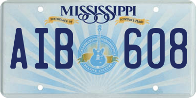 MS license plate AIB608