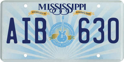 MS license plate AIB630
