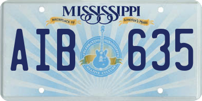 MS license plate AIB635
