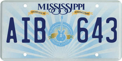 MS license plate AIB643