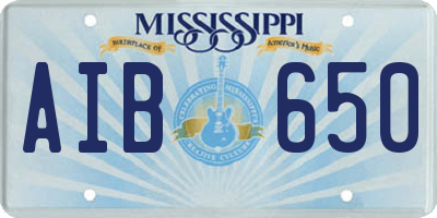 MS license plate AIB650