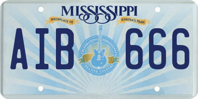 MS license plate AIB666