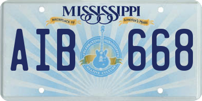 MS license plate AIB668