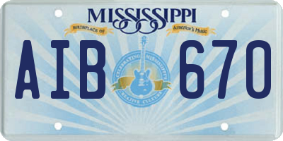 MS license plate AIB670