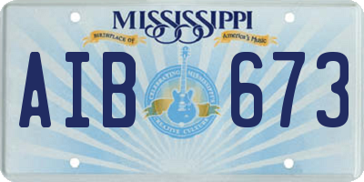MS license plate AIB673