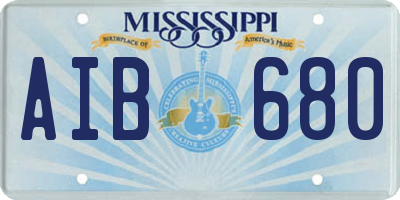 MS license plate AIB680