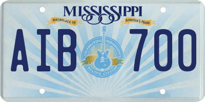 MS license plate AIB700